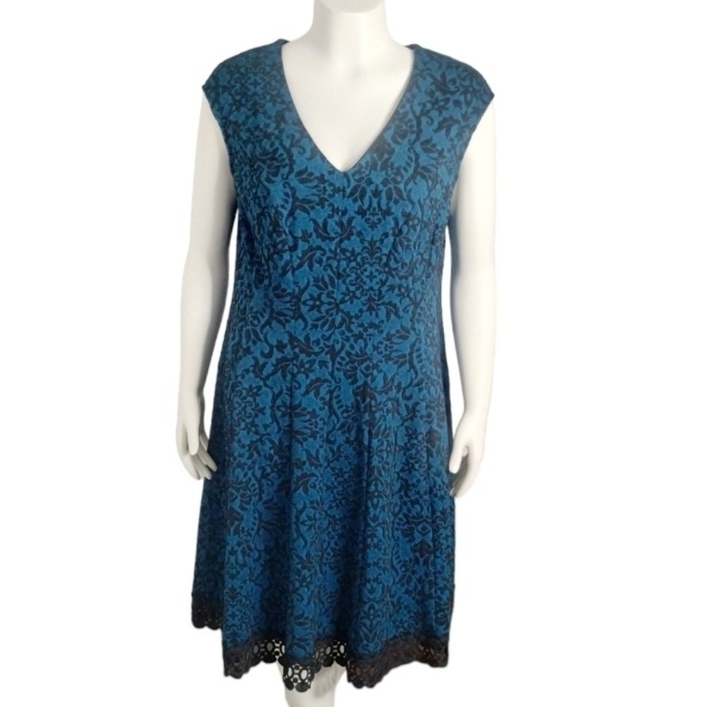 Studio One Sheath Fleur de Lis Women's size Large Casual Office Textured Dress
